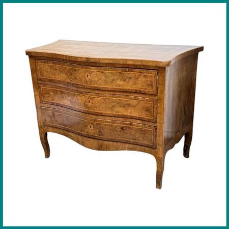 Antique Italian Rococo Walnut + Burl Commode 1