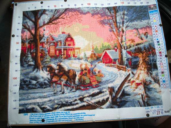 Winter Travel hand made cross stitch 1