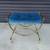 Vintage Mid Century Blue Tufted/ Gold Metal Frame Vanity Bench. 2 thumbnail