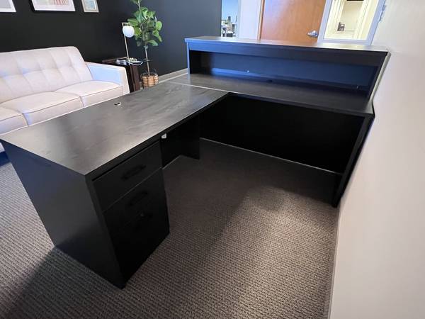 Professional Reception Desk - Beautiful Black Wood Stain 1