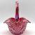 LE SMITH Ruby Red Iridescent Carnival Glass Basket VTG Quintec Scallop 2 thumbnail