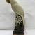 Large Carved Parrot Water Buffalo Horn Sculpture on Wood Base 2 thumbnail