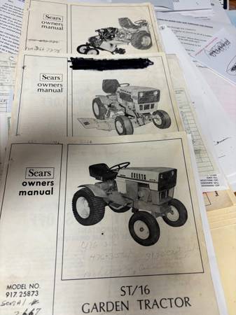 Sears ST/16 garden tractor w/ rototiller/mower deck 1