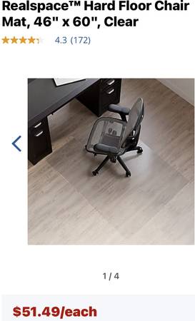 Realspace Hard Floor Chair Mat, 46" x 60", Clear Great Deal!  Regular 1