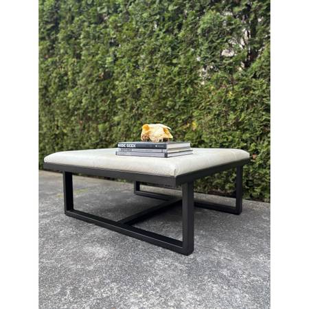 William and Sonoma Large Ottoman / Coffee table, steal & leather 1