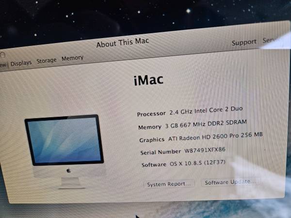 APPLE iMac A1224 20" ordenador de escritorio Intel 2,4 GHz 3 GB de RAM 1 TB de HDD - 70 $ (Tyngsborough)63470442913665121