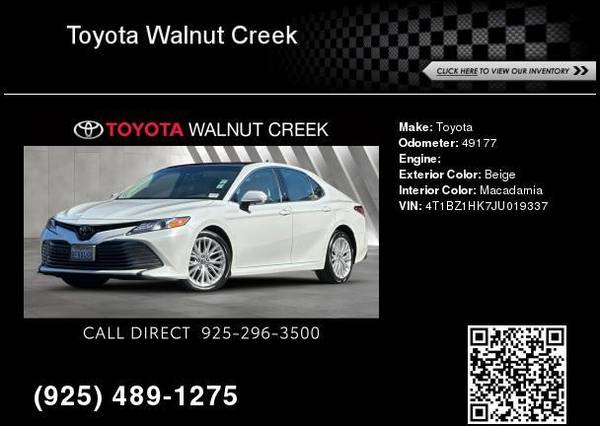 2018 Toyota Camry XLE - $23,900 (ToyotaWalnutCreek.com, CA)63622801843331120