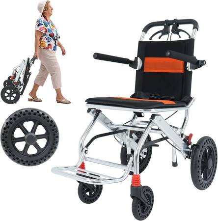 Portable Folding Wheelchair, Travel with handbrake, Ultra-Light Wheelc - $100 (Renton)63470647902339120