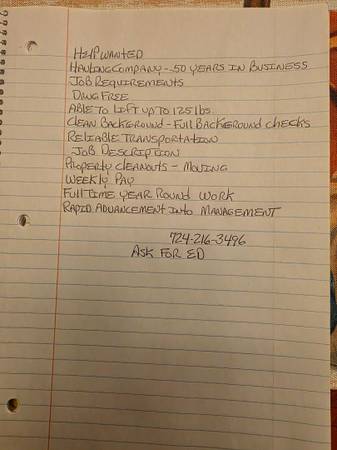 >>   HELP  WANTED >>  details in the Picture . 1