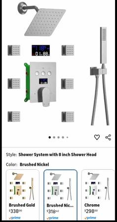 NEW-Bathroom Rainfall Shower System Wall Mount 8 Inch Shower Head With 1