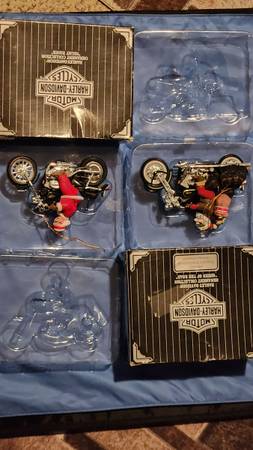 HARLEY DAVIDSON MR & MRS CLAUS TREE ORNAMENTS 1