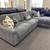 Modular grey corduroy sectional with large chaise 4 thumbnail