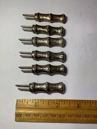 6 Silver Plated Sweet Corn Cobb Skewers 1