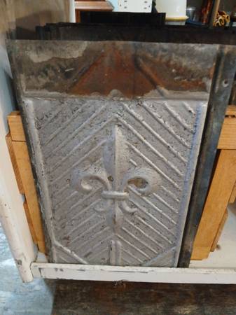 st. louis tin wall tile / tiles w/ embossed fleur-de-lis 1