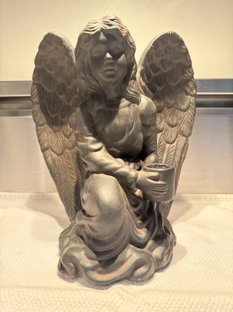 Dept 56 Large 10" Rustic Old World Style Ceramic Angel Candlestick 1