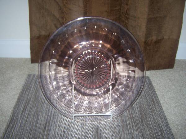 Large Pink Depression Glass Platter 1