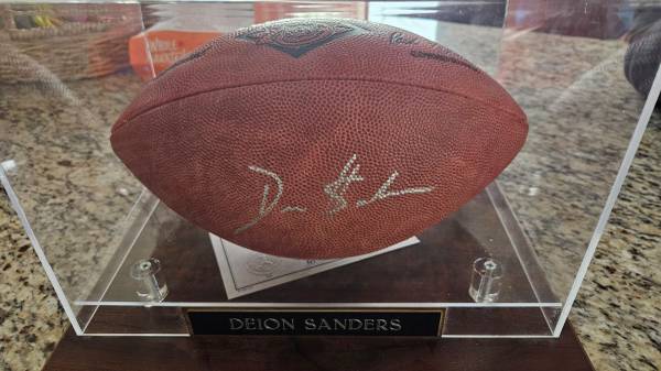 DEION SANDERS AUTOGRAPH FOOTBALL COA 1