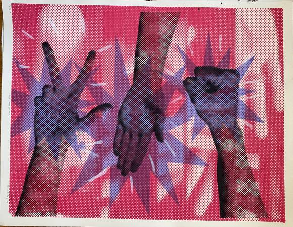 Original Abstract Hand Block Screen  Printed on Art/Bristol Matt Board 1