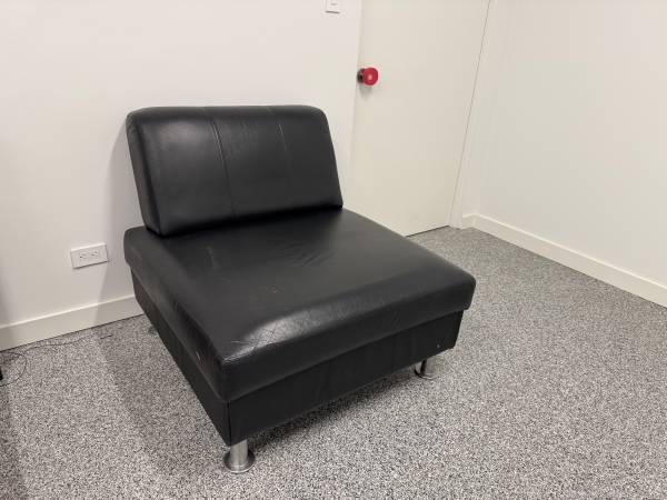 Vintage Normand Couture Design Black Leather Armchair 1