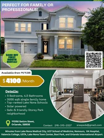 Stunning 5BR/4.5BA Home in Storey Park, Lake Nona! 1
