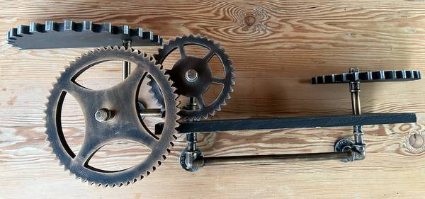 Industrial Wooden Gear Pipes Wall Art 1