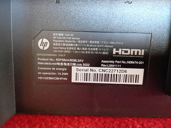 HP V24i G5 FHD monitor, 24" - $40 (Madison)63470919950851122