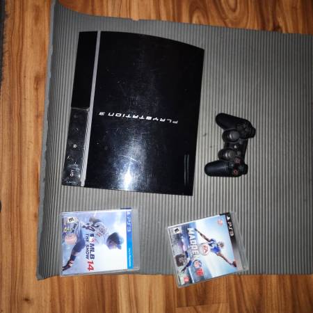 PS3 (Repairable), 1 remote, and games 1