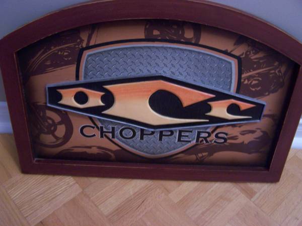 15 x 21 ORANGE COUNTY CHOPPERS raised WOODEN SIGN 1