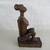 African Hand Carved Wood Folkart Exotic Tribal Woman Sitting Sculpture 6 thumbnail