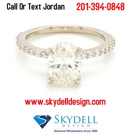 Stunning 2.06ct Oval Cut Lab Grown Diamond Ring 14K White Gold Setting 1