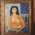 MODERNIST OIL PAINTING NUDE WOMAN INTERIOR SIGNED FRAMED 1 thumbnail