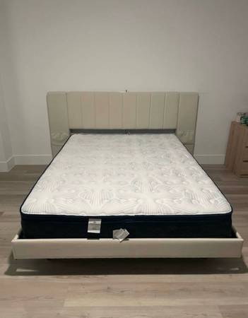 Bundle: Queen Bed Frame + Serta Perfect Sleeper Mattress - Excellent Condition 1