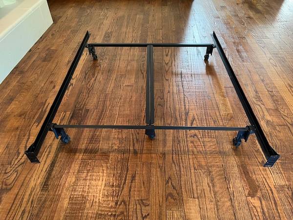 Heavy Duty QUEEN Bed Frame on 6 double wheels; attach to headboard 1