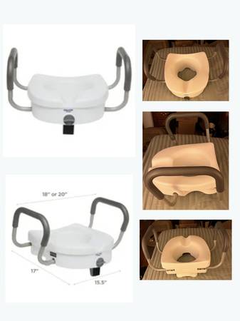 Equate Raised Toilet Seat with Handles, 5" Seat Riser with Arms, FS!!! 1