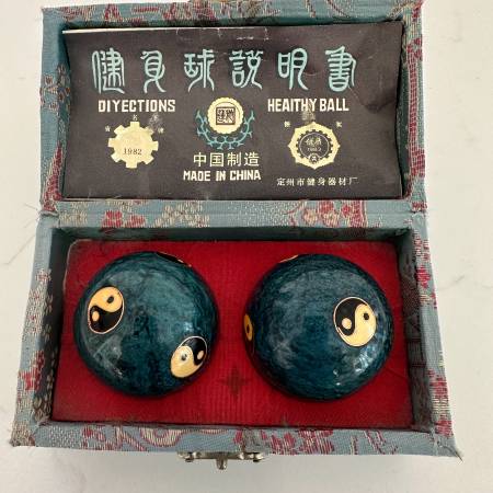 Vintage Chinese Baoding Therapy Balls in Yin-Yang Design 1