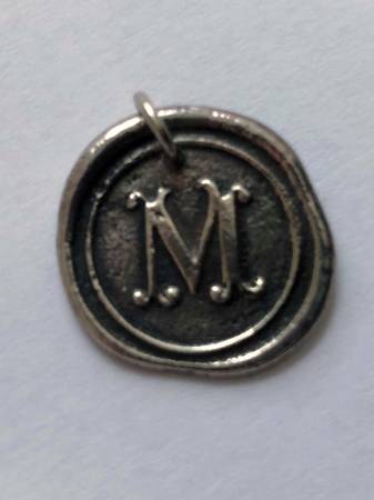 Stamped Metal Necklace Charm “M” 1