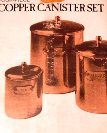 Copper 4 piece canister set solid 1