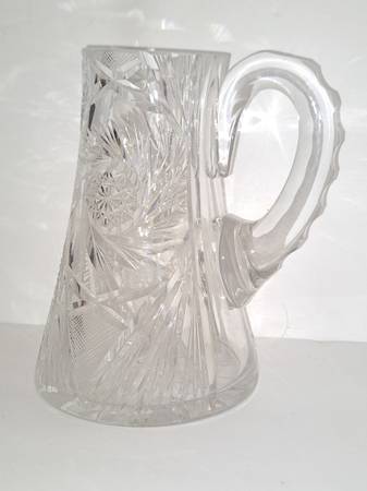 Antique American Diamond Brilliant Cut Very Heavy Lead Crystal Pitcher 1