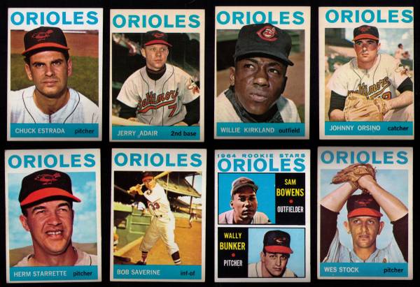 1964 Topps Baltimore Orioles 8 DIFF ROOKIES Bowens Bunker Kirkland etc 1