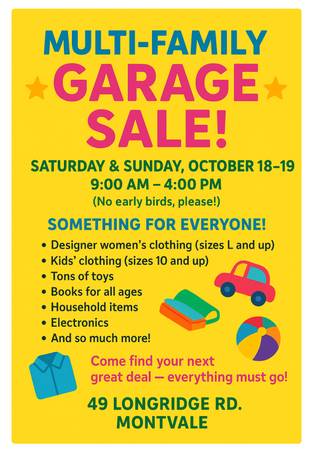 Huge Garage Sale Montvale NJ 1