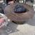 Round Fire Pit Table Wood Look Finish Resin Wicker Base Used Good Cond 6 thumbnail
