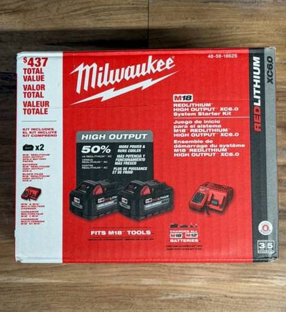 Milwaukee M18 18V Lithium-Ion High Output Starter Kit w/ Two 6.0 Ah Battery & Ch 1