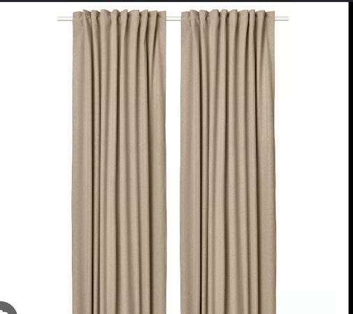 Light BROWN curtains with metal grommets rings 57” x 98” (NEW) 1