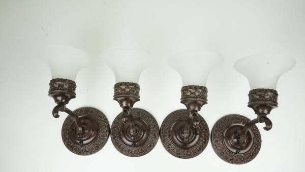 4 Wall Sconces with Frosted Globes 1