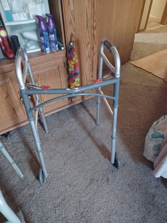 Deluxe Folding Walker, Two Button with 5" Wheels 1