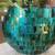 One mosaic blue/green vase with colorful faux flowers. 2 thumbnail