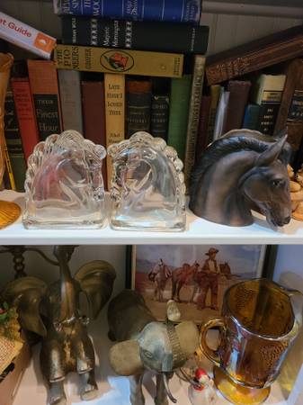 antique horse heads bookends 1