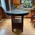 Wooden round dinner table with glass top 1 thumbnail