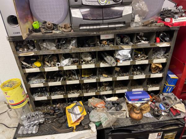 Workshop storage cubby full of nuts and bolts/miscellaneous 1