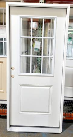 New 36" 9 Lite RH Inswing Fiberglass Exterior Entry Door 1